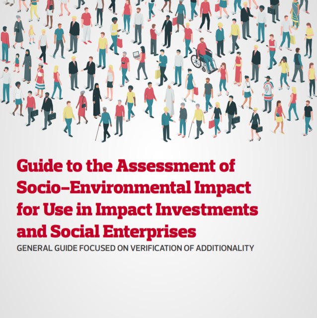 Cover of the Insper Metricis Guide to the Assessment of Socio-Environmental Impact, illustrated with a crowd of people