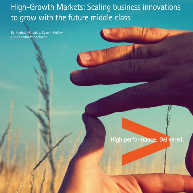 Cover of the Accenture report High-Growth Markets: Scaling Business Innovations to Grow with the Future Middle Class, showing hands framing a field of grass