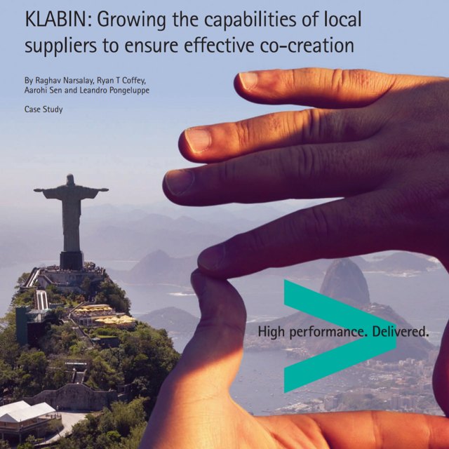 Cover of the Accenture case study on Klabin, showing hands framing the Christ the Redeemer statue in Rio de Janeiro